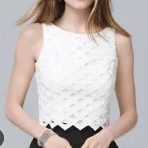 White House Black Market Textured White Crop Top